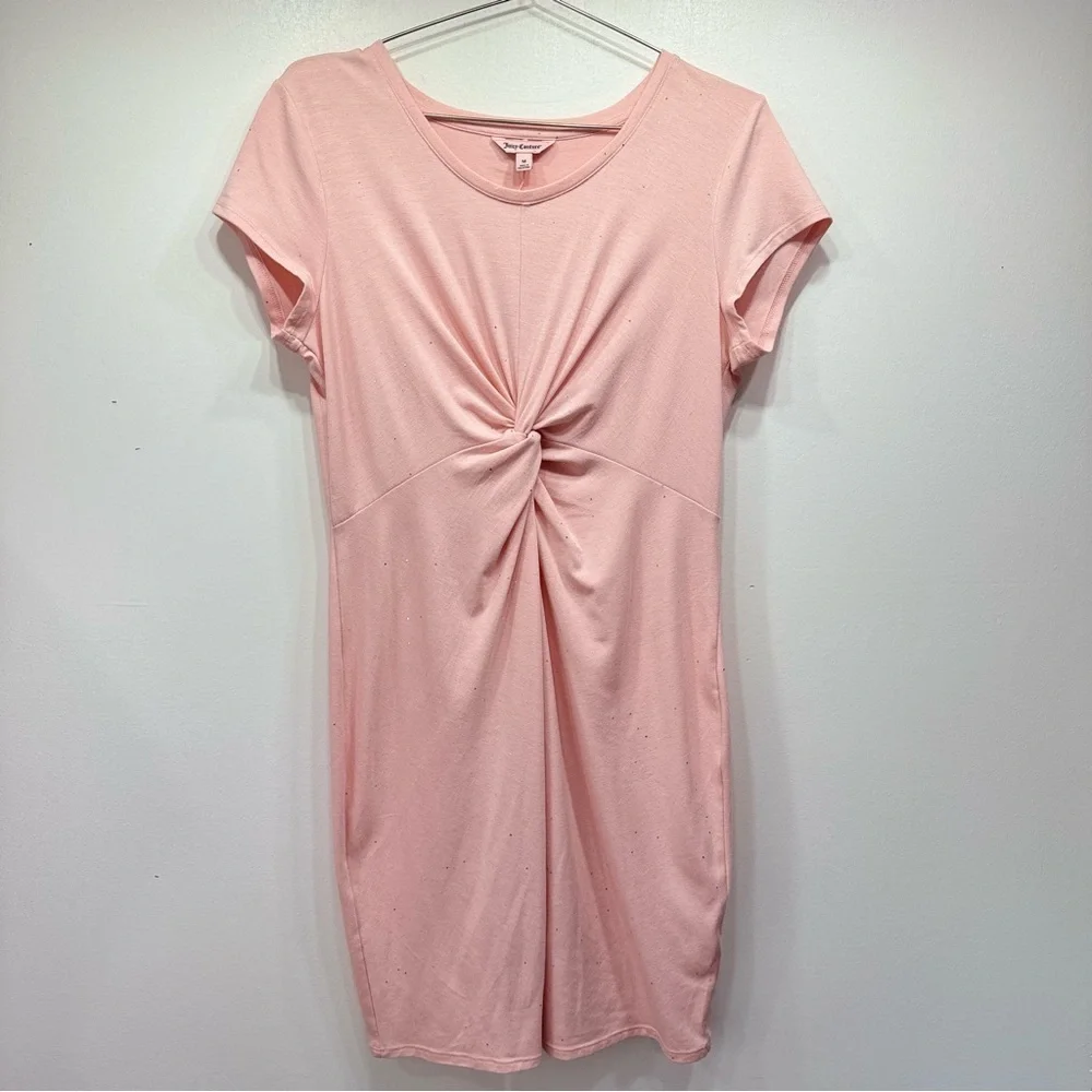 Juicy Couture Pale Pink Glitter Sparkle Knot Front Sheath Dress Size Medium